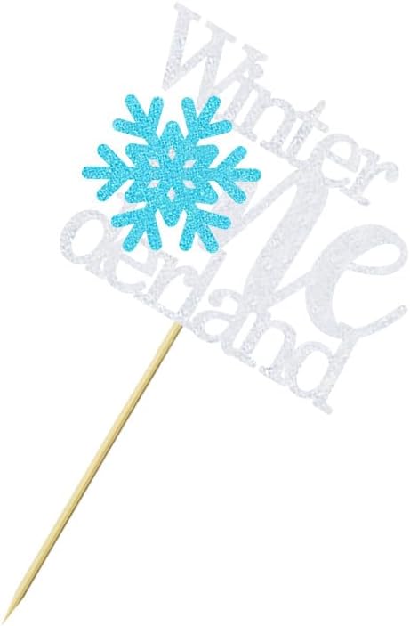 1 Pack Winter Onederland Cake Topper Glitter Snowflake One 1st Birthday Party Cake Pick Decorations for Winter Snowflake Theme Baby Shower Kids First Birthday Party Supplies Silver