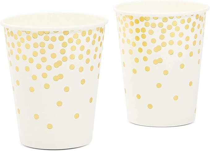 BLUE PANDA 50 Pack 9oz Gold Paper Cups for Hot Drinks, Party Supplies, Weddings, Bridal Showers