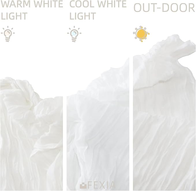 FEXIA 10 Pack Ivory White Gauz Table Runner 35x120 Inches Gauze Table Runner for Bridal Shower Wedding Party First Communion Centerpiece Engagement Boho Table Decoration (Ivory White)