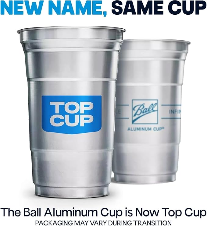 Top Cup by Ball – 24 Ounce, 450 Count, Reusable Aluminum Party Cups | Cold-Holding, Recyclable, Made in USA