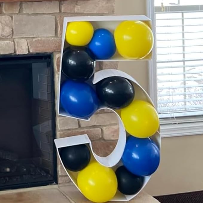 Balloons Blue Yellow and Black 60 Pcs, 12 Inch Dark Blue Yellow and Black Latex Balloons with Metallic Silver Balloons for Boys Police Robots Bat Hero Birthday Graduation Halloween Party Decorations