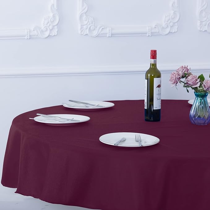 Ascoza 2pack 70 Inch Burgundy Round Tablecloth in Washable Polyester Fabric for Wedding/Banquet/Restaurant/Parties