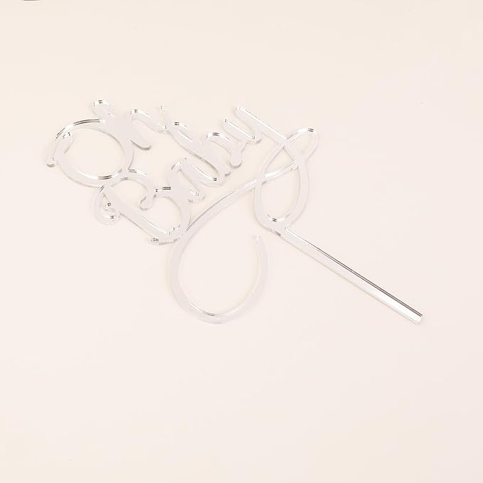 Oh Baby Cake Topper - Glitter Silver Acrylic Baby Shower Cake Decorations, Gender Reveal Cake Pick (Silver)