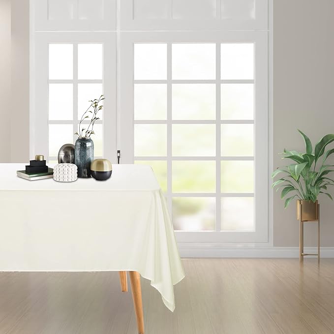 Ascoza 2pack 70x70 Inch Ivory Square in Polyester Fabric Tablecloth for Wedding,Banquet,Restaurant and Parties