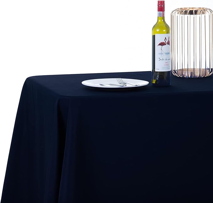 Ascoza 2pack 90x156 Inch Navy Rectangular Tablecloth 8 Feet Table Cloth in Polyester Fabric for Wedding/Banquet/Restaurant/Parties