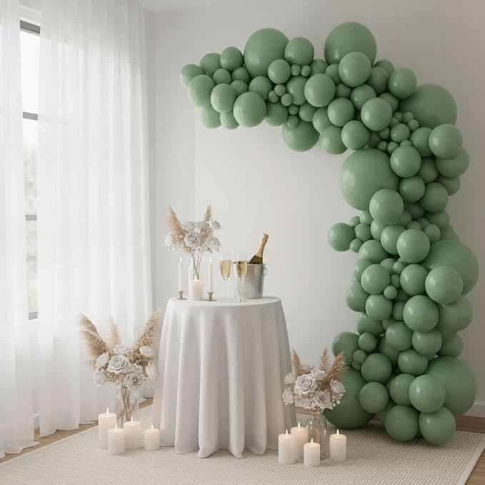 Balloon Garland Arch Kit – 146 Pcs Sage Green Balloons for Baby Shower, Birthday, Gender Reveal, Wedding Party – DIY Kit by Vellax™