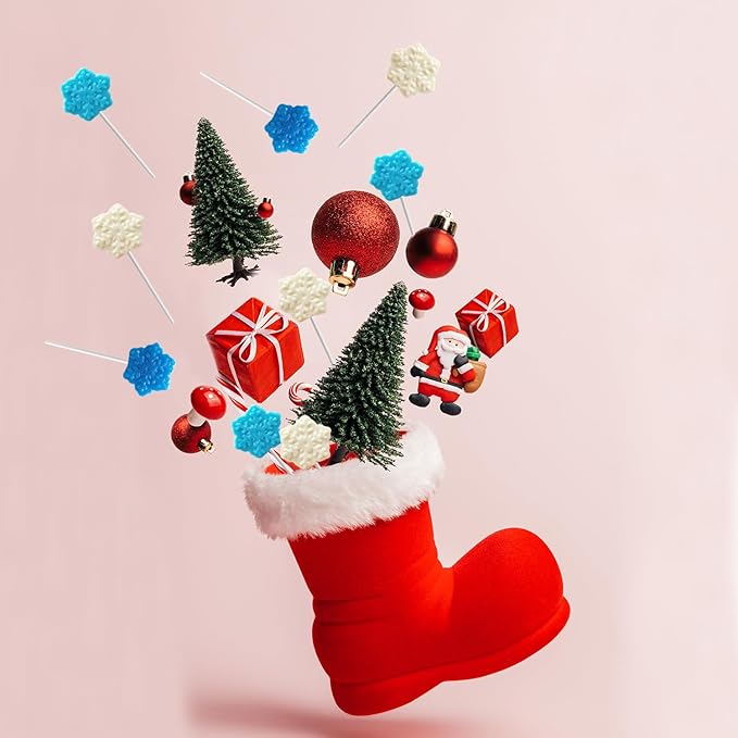 Fruidles Christmas Snowflake Candy Lollipop, Fruit-Flavored Chewables for Party Favors 24-Pack