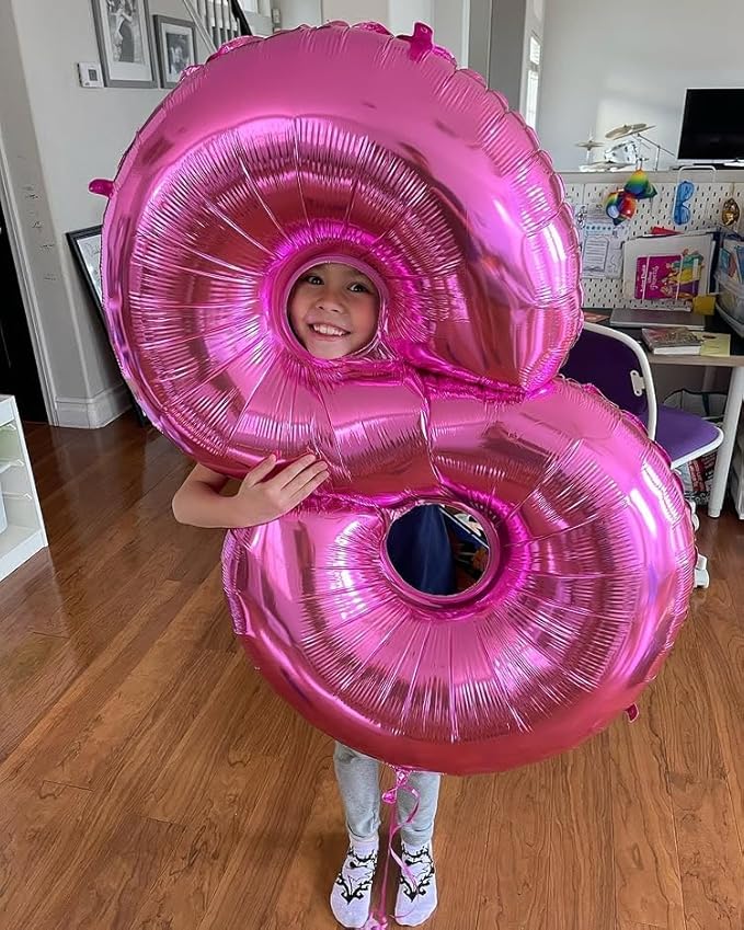 0 Balloon - Pink Birthday Number Balloons, 40 Inch Large Foil Balloons for Men Women Boys Girls Pink Themed Birthday Decorations