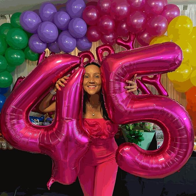 0 Balloon - Hot Pink Birthday Number Balloons, 40 Inch Large Foil Balloons for Men Women Boys Girls Hot Pink Themed Birthday Decorations