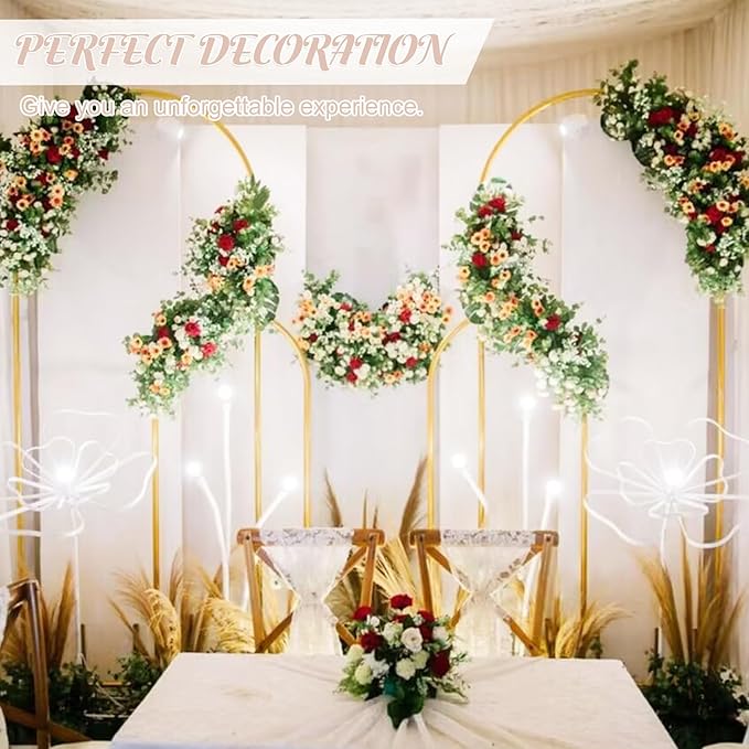 Metal Arch Stand and Cover Set,1 Nude Spandex Fitted Backdrop with 1 Gold Wedding Arched Stand Frame for Parties Birthday Baby Shower Bridal Banquet Decoration (5FT)