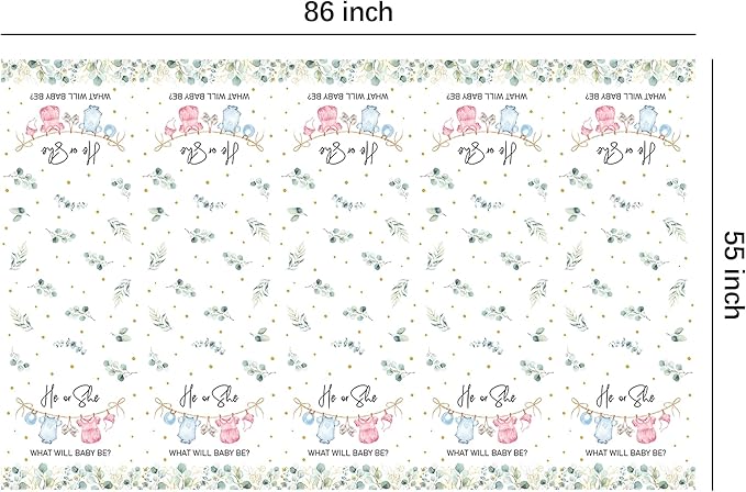 APOWBLS Gender Reveal Decorations Tablecloth, 3 Pack Disposable Greenery Baby Clothes Theme Boy or Girl Gender Reveal Baby Shower Party Supplies Table Cover, 55in x 86in