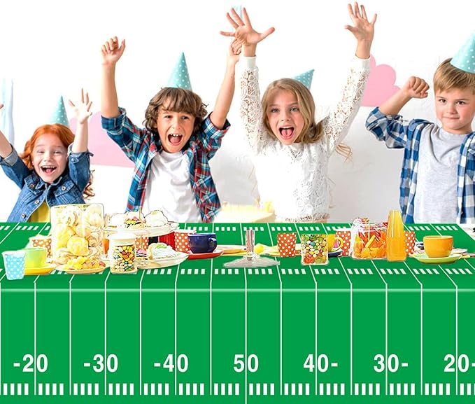 Oigco Football Party Decorations Tablecloth Disposable Plastic Touchdown Table Cover Perfect for Football Birthday Party Decorations and Gameday Tailgate Decorations 54 X 108Inch, 2 Pack