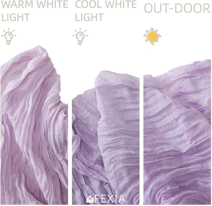 FEXIA 4 Pack Lilac Table Runner 35x120 Inches for Baby Shower Decoration Gauze Rustic Table Runner for Wedding Party First Communion Centerpiece Engagement Bridal Shower Boho Decoration