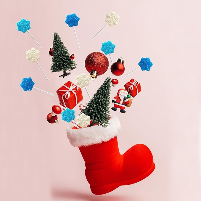 Fruidles Christmas Snowflake Candy Lollipop, Fruit-Flavored Chewables Party Favors 12-Pack