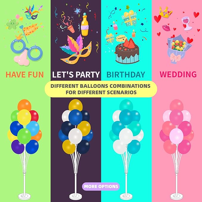 Balloon Column Kit Set of 2 With Assorted Rainbow Balloons Included - Balloon Tower with Stand, Base, and Pole,Backdrop Decoration for Wedding, Baby Shower, Birthday Party, or Bachelorette Parties