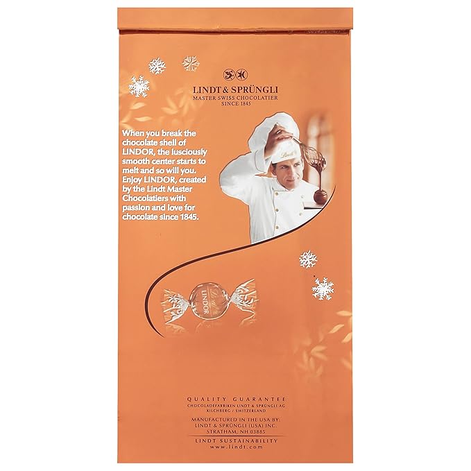 Lindt LINDOR Holiday Snickerdoodle White Chocolate Candy Truffles with Smooth, Melting Truffle Center, 8.5 oz. Bag