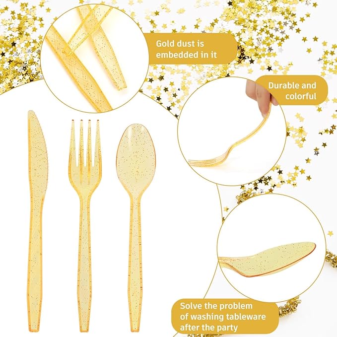 180Pcs Rainbow Red Green Yellow Blue Purple Plastic Silverware Heavy Duty Disposable Flatware Cutlery Set Includes Forks Spoons Knives for Rainbow-Themed Birthday Halloween Pride Party