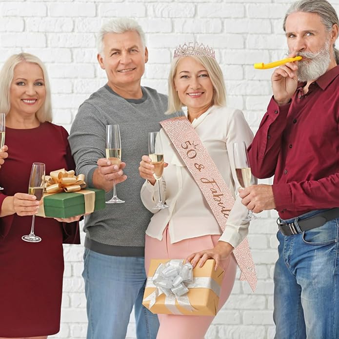 Birthday Sash and Crown Tiaras Set Rose Gold Birthday Gifts Decorations