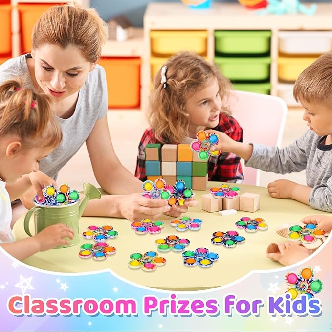 Gigilli 24 Pcs Pop Fidget Spinner Bulk Christmas Party Favors Stocking Stuffers for Kids 4-8, Mini Sensory Fidget Toys for Kids Adults, Goodie Bags Stuffers Treasure Box Toys for Classroom Prizes ADHD