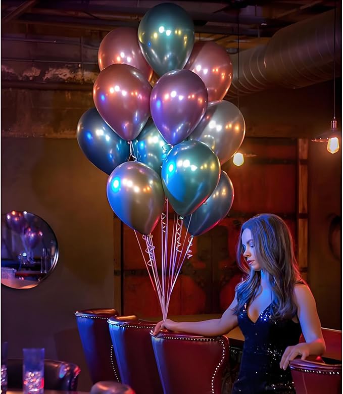 Balloon Column Kit for Floor- Set of 2 Colorful Chrome Metallic Balloon Columns with Stand, Base&Pole,Helium Balloon Tower Backdrop Decoration for Christmas Wedding, Baby Shower, Birthday Party