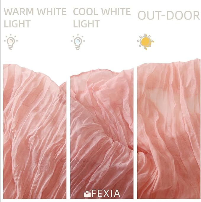 FEXIA 10 Pack Pink Gauz Table Runner 35x120 Inches Peach Table Runner for Mother's Day Bridal Shower Wedding Party First Communion Centerpiece Engagement Boho Table Decoration (Pink)