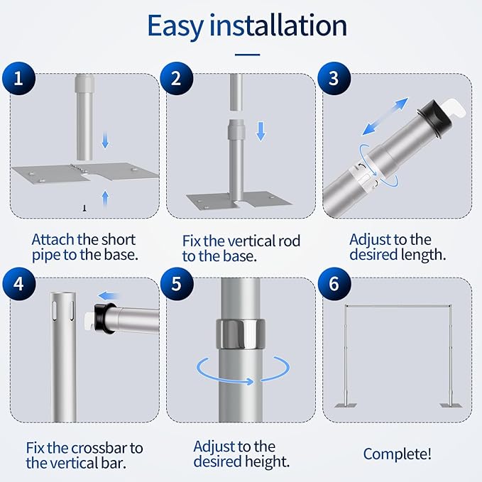 Pipe and Drape Backdrop Stand, 10x10ft Heavy Duty Adjustable Backdrop Frame with Metal Base, Background Holder for Parties Photography Wedding Photoshoot Decoration