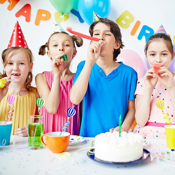 25 Hot Air Balloon Drinking Straws with 2 PCS Straws Cleaning Brush for Birthday Party Supplies Favors Girl Baby Shower Decorations