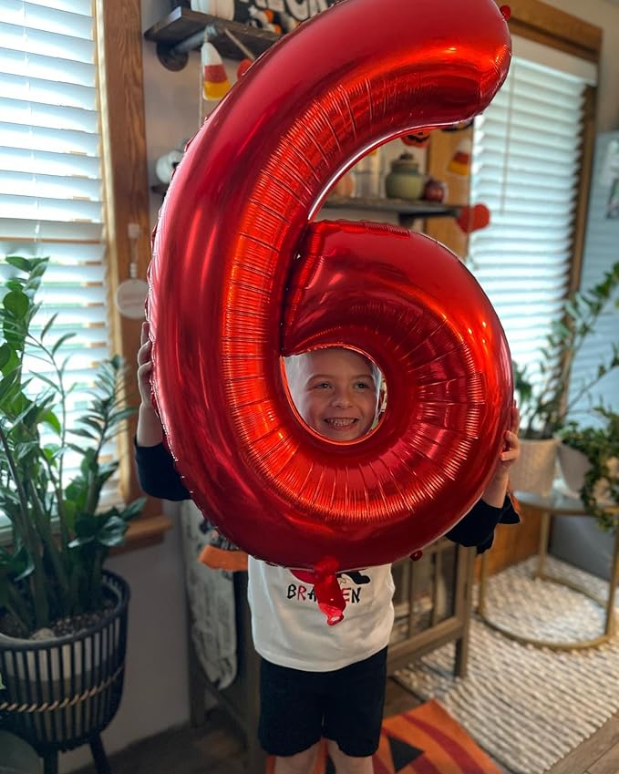 0 Balloon - Red Birthday Number Balloons, 40 Inch Large Foil Balloons for Men Women Boys Girls Red Themed Birthday Decorations