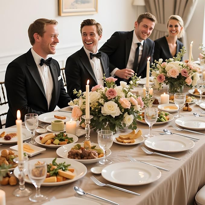 Rubtlamp 90Pcs Silver Christmas Plastic Silverware, Silver Plastic Christmas Utensils, Plastic Cutlery Include 30 Knives, 30 Forks and 30 Spoons, Silverware Heavy Duty For Party