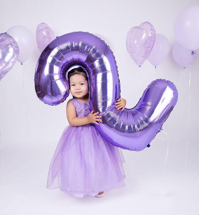 0 Balloon - Purple Birthday Number Balloons, 40 Inch Large Foil Balloons for Men Women Boys Girls Purple Themed Birthday Decorations