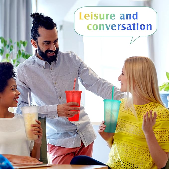 Honeydak 30 Pack Tumbler with Straw and Lid Bulk Glitter Plastic Cups Water Bottle Iced Coffee Travel Mug Reusable Party Favor Cups for Birthdays travel 24-27 oz (Assorted Color)