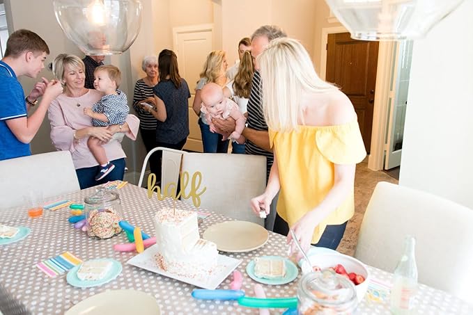 Half Birthday Cake Topper - Glitter Gold 1/2 Birthday Cake Decorating Supplies, Suitable for Parties or Photo Booth Props