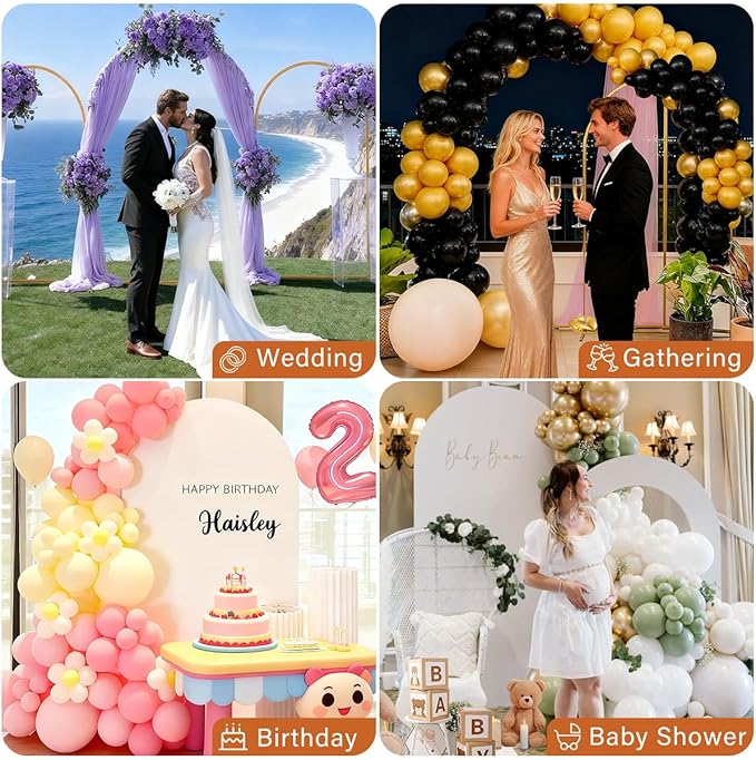 6FT, 7.2FT Wedding Arch Backdrop Stand and Cover Set of 2, Heavy-Duty Balloon Arch Stand with White Cover & Water Weight Bags for Birthday, Baby Shower, Bridal Party Decor