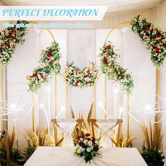Metal Arch Stand and Cover Set,1 Blue Spandex Fitted Backdrop with 1 Gold Wedding Arched Stand Frame for Parties Birthday Baby Shower Bridal Banquet Decoration (6FT)