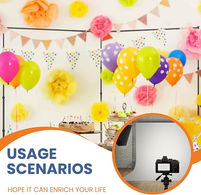 Jiang&Rong 8.5 x 20ft (H x W) Adjustable Photo Backdrop Stand Kit, Large Photography Background Stand with 308°Angle Rotatable Connector for Wedding, Birthday, Party