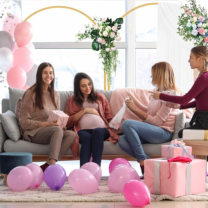 Metal Arch Backdrop Stand Set of 3 (7.2FT/6.6FT/6FT), Easy Assemble Balloon Arch Stand Kit, Decorative Backdrop Arch Stand, Gold Wedding Arch for Birthday Party and Baby Shower Decoration