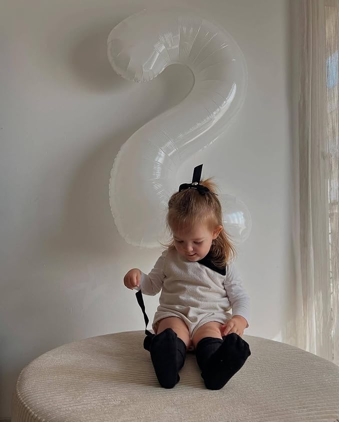 1 Balloon - White Birthday Number Balloons, 40 Inch Large Foil Balloons for Men Women Boys Girls White Themed Birthday Decorations