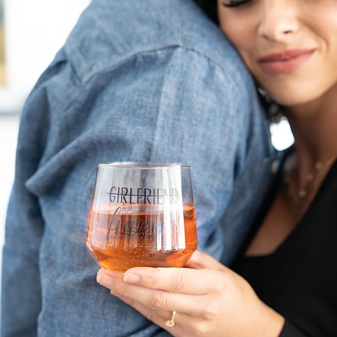 Engagement Gifts for Couples – Mr & Mrs Gift Set for Him & Her – Whiskey and Wine Glasses with Diamond Wine Stopper, Wine Bag – Newly Engaged Present for Fiance