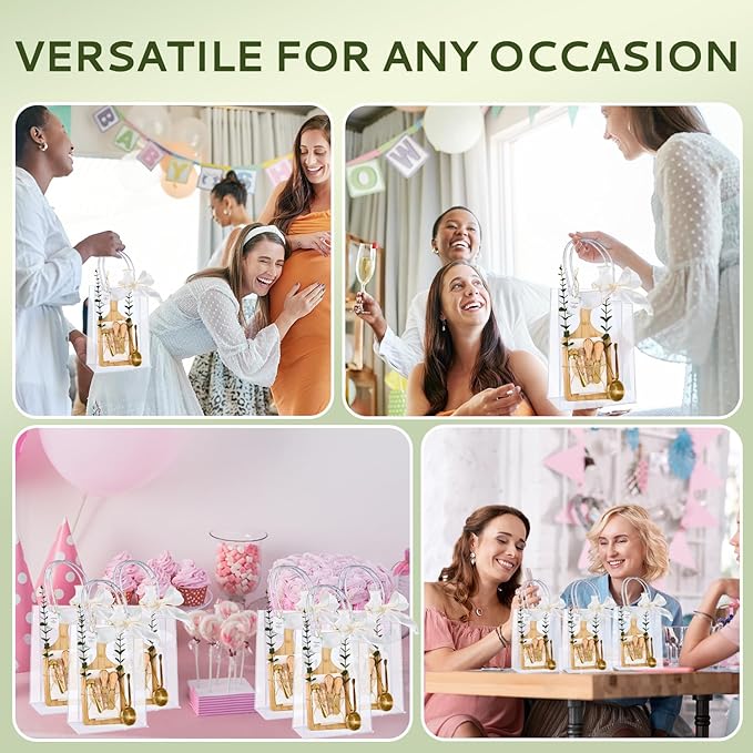 80Pcs Baby Shower Prizes for Game Winners 6 Sets Cheese Board Honey Dipper Stainless Steel Charcuterie Utensils Set Towel Thank You Card and Gift Bags for Baby Shower Wedding Bridal Shower Favors