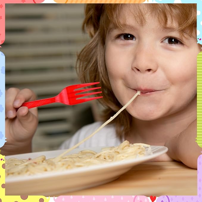 360 Pcs Rainbow Disposable Plastic Forks Bulk Colorful Disposable Cutlery Neon Plastic Forks for Holiday Party Picnics Restaurant Outdoor Events(Red Yellow Green Blue Purple)