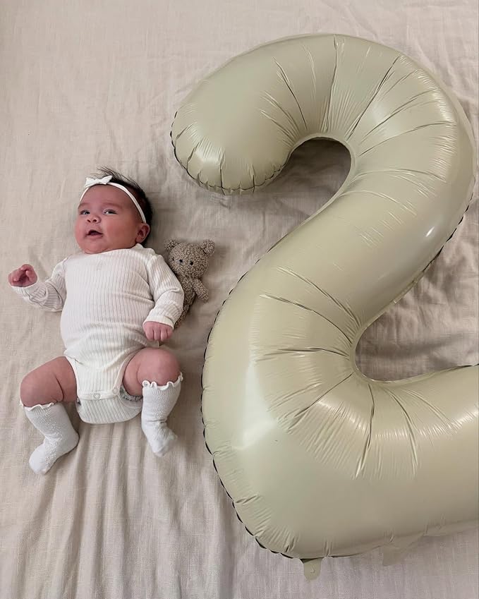 0 Balloon - Cream Birthday Number Balloons, 40 Inch Large Foil Balloons for Men Women Boys Girls Cream Themed Birthday Decorations