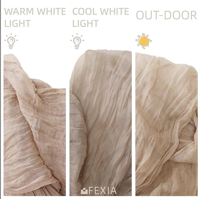 FEXIA 6 Pack Nude Table Runner 35x120 Inches for Gauze Table Runner for Bridal Shower Wedding Party First Communion Centerpiece Engagement Boho Table Decoration