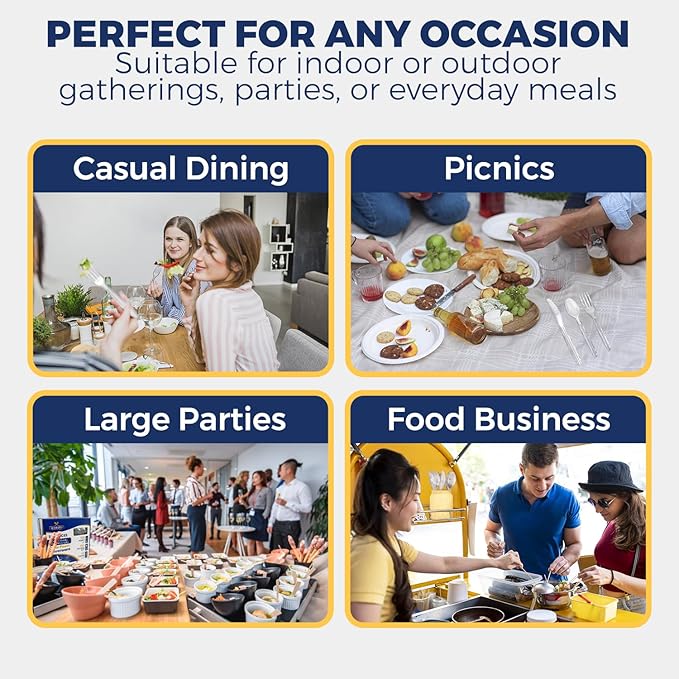 360 Count Extra Heavy Duty Plastic Silverware Set – Heat Resistant & BPA Free Disposable Silverware Cutlery 150 Forks, 150 Spoons, 60 Knives – Clear Premium Plastic Utensils for Parties & Events