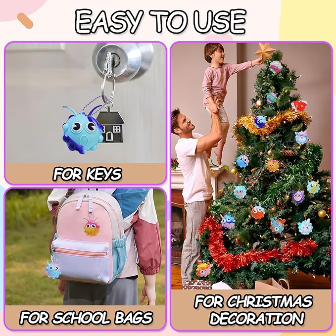 48 Pack Light Up Party Favors for Birthday, Glow in The Dark Party Supplies, Pop Fidget Toys Bulk 3D Stress Ball Toy, Squeeze Toys, Easter Filler, Classroom Prizes Stocking Stuffers for Adults Toddler