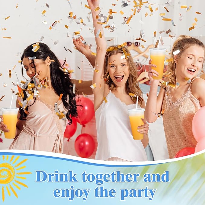 Honeydak 60 Pack Tumbler with Straw and Lid Bulk Cups for Gifts Glitter Plastic Coffee Cups 24-27 oz Reusable Water Bottle Iced Coffee Travel Mug Party Favors for Birthdays Travel (Transparent)