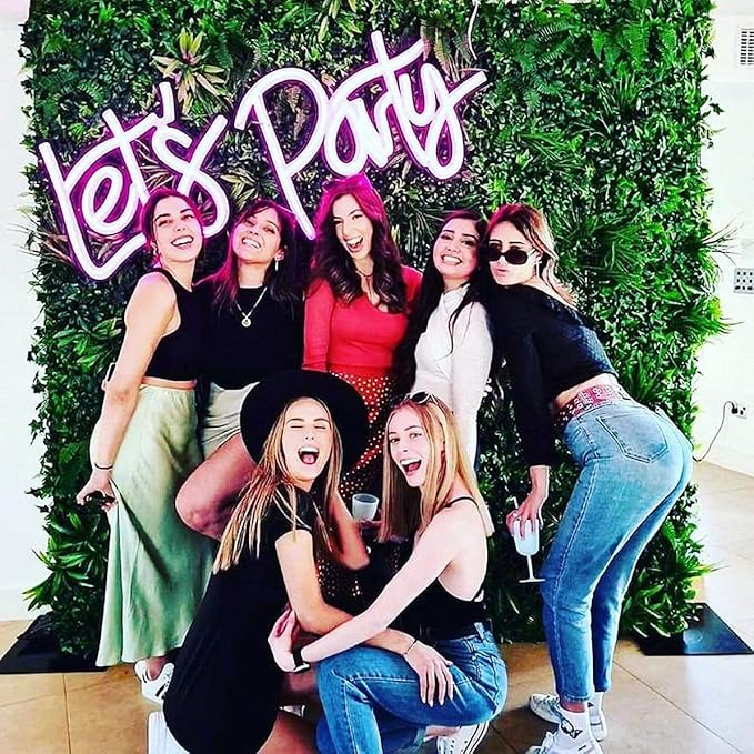 Ulalaza LED Neon Sign Night Light for Wall Party Décor Bedroom Room Bar Wedding Home Birthday Art Decoration Christmas with USB Chain Light modulator 5v (lets party blue)