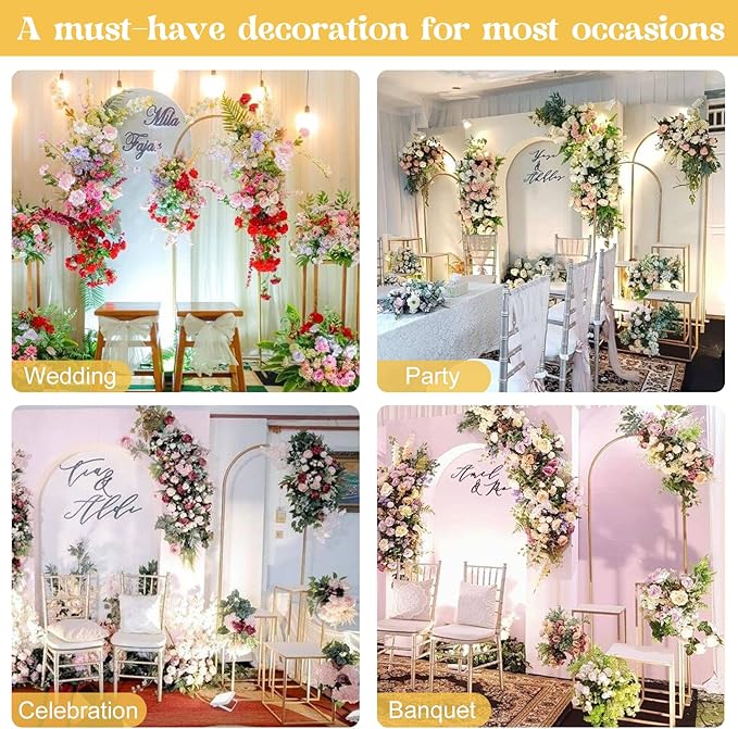 Fivenl Arch Backdrop Stand 6FT Balloon Arch Stand Stable Gold Wedding Arch Frame Metal Arch Backdrop Stand for Wedding Ceremony Birthday Party Bridal Baby Shower Banquet Decoration