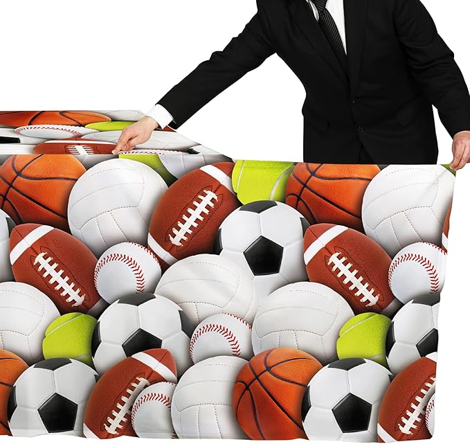 Gatherfun Sports-Themed Party Pack: 2-Pack Boys Birthday Decorations, Disposable Plastic Tablecloth for Sports Birthday Party Decorations,54 x 108 Inches