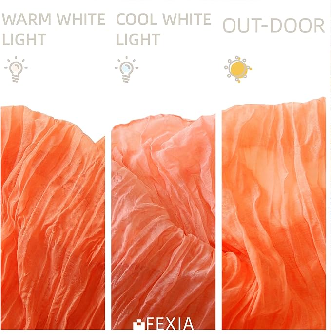 FEXIA 3 Pack Orange Fall Table Runner 35x120 Inches for Baby Shower Decoration Gauze Rustic Table Runner for Wedding Party First Communion Centerpiece Engagement Bridal Shower Boho Decoration