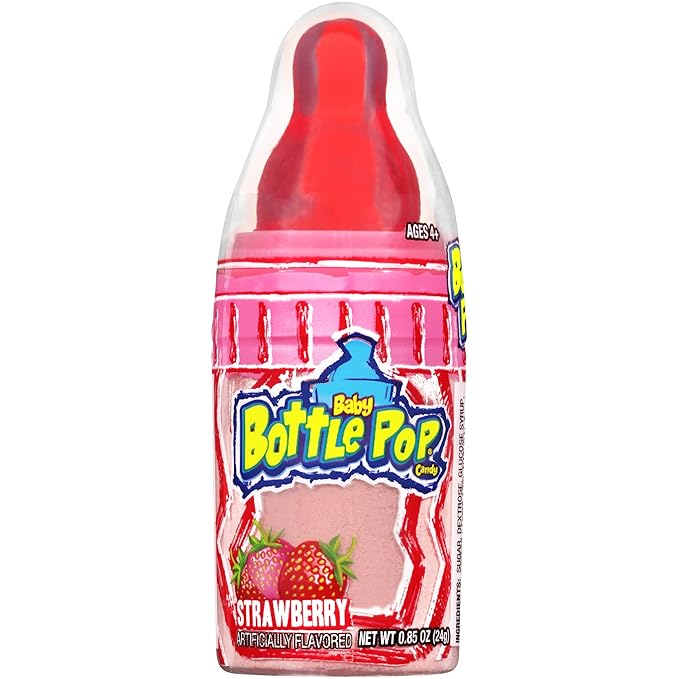 Baby Bottle Pop Christmas Candy Lollipop, 18 Ct Bulk Lollipops w/Dipping Powder in Assorted Fruity Flavors, Full Size, Individually Wrapped Hard Candy For Party Favors, Stocking Stuffers, Kids Gifts